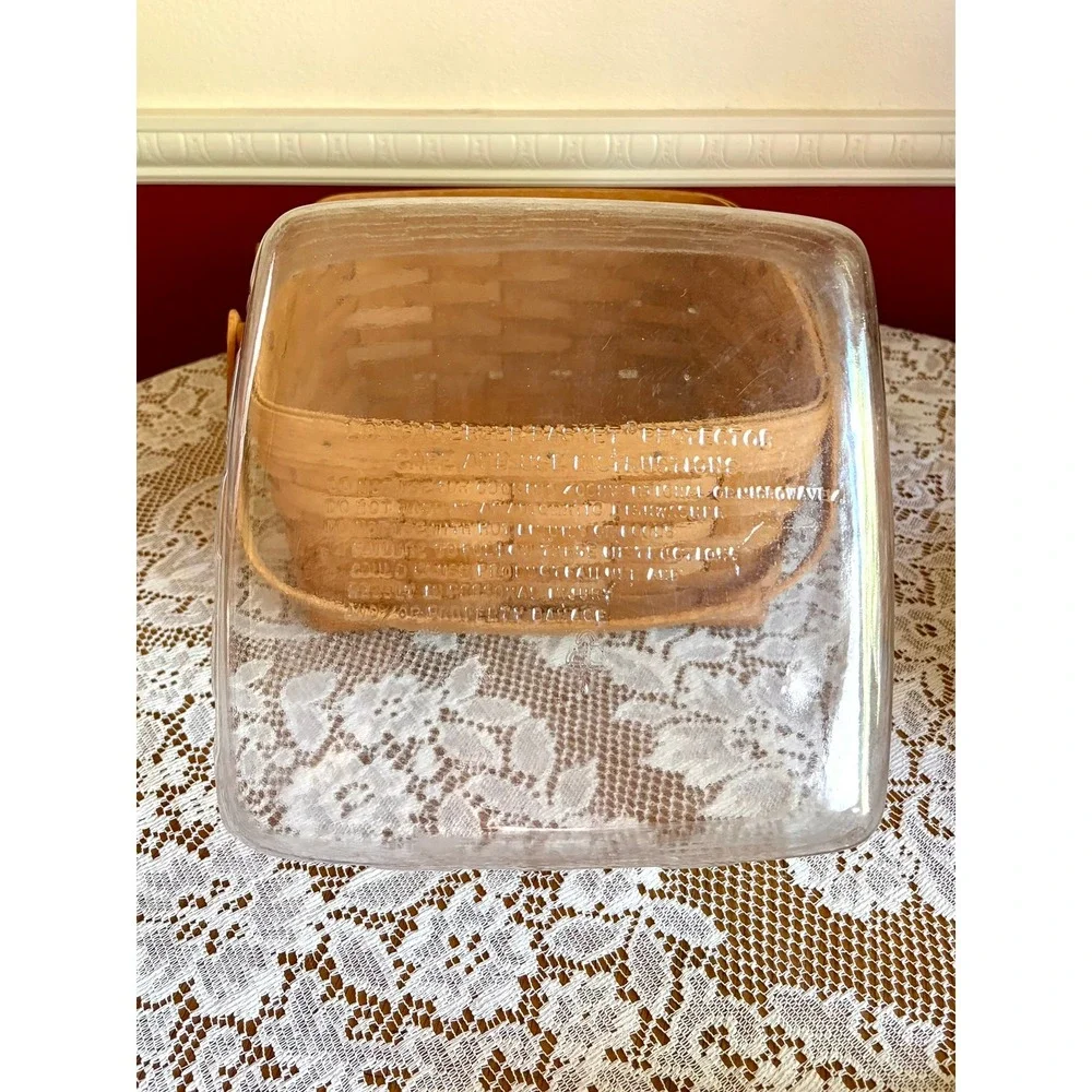 Longaberger 1992 Handwoven Square Cake Basket Dual Handle Liner USA Made 12x12x6